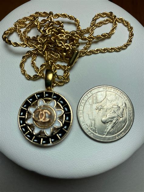 repurposed chanel button jewelry|gemini Chanel button necklace.